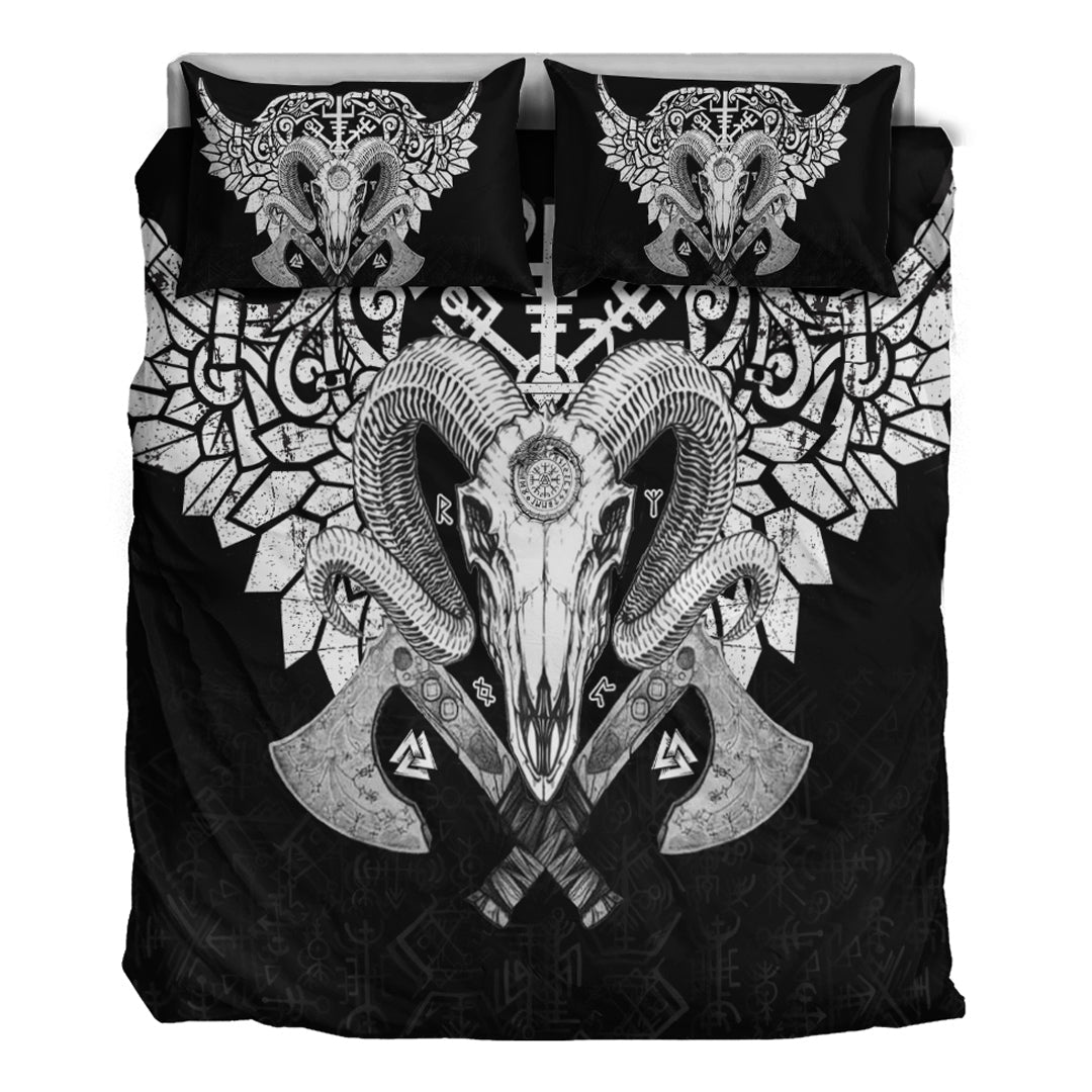 Viking Bedding Set Ram Skull