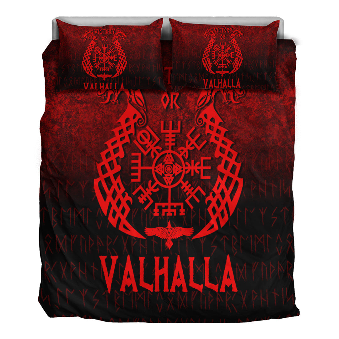 Viking Bedding Set Victory or Valhalla Red Version