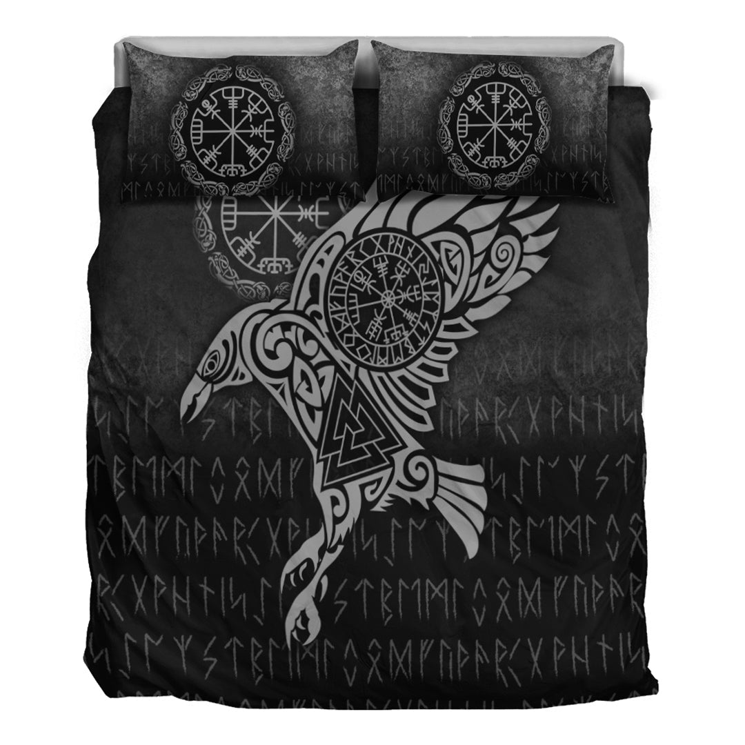 Viking Bedding Set Raven Vegvisir Tattoo Special Version