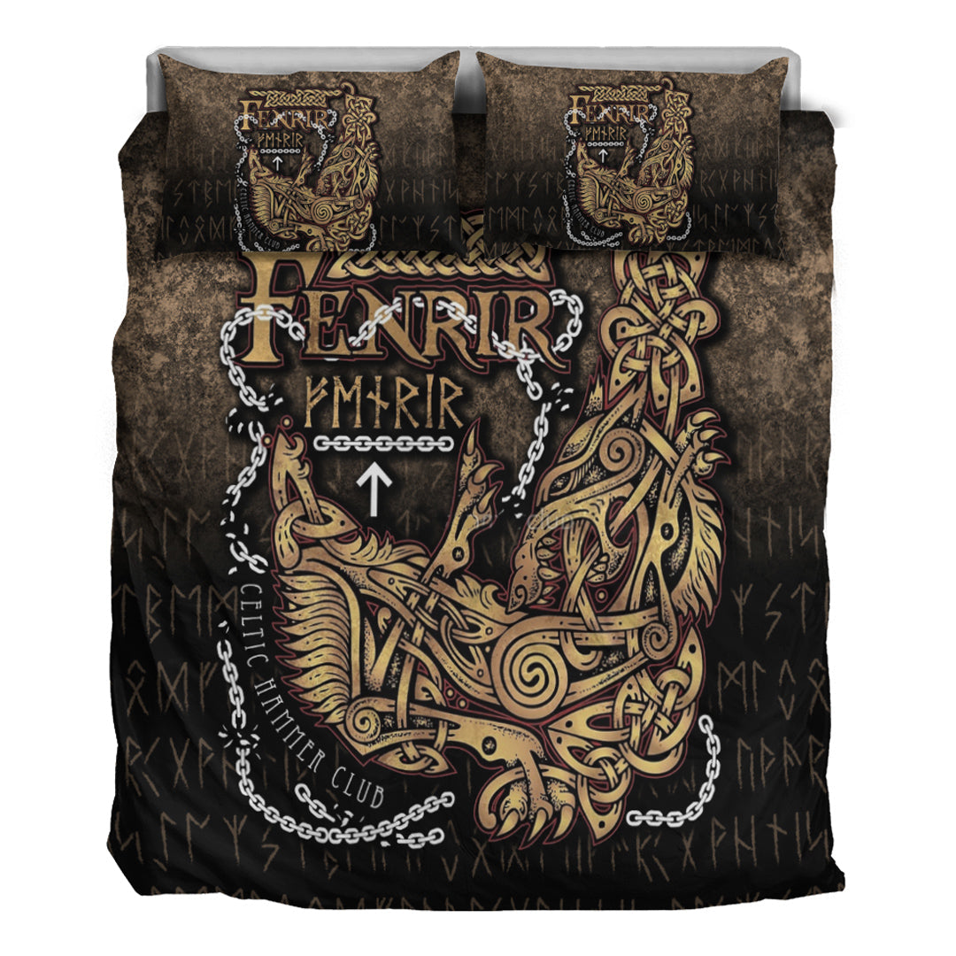 Viking Bedding Set Fenrir Ragnarok Viking Monster Wolf