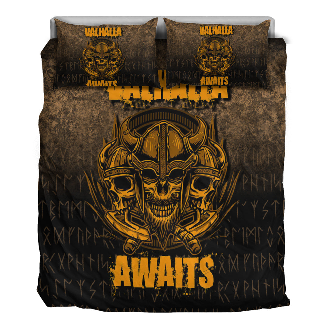 Viking Bedding Set Valhalla Awaits Warrior