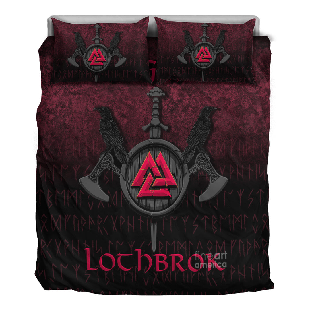 Viking Bedding Set Ragnar Lothbrok Ragnar Lodbrok Viking Warrior Red Version