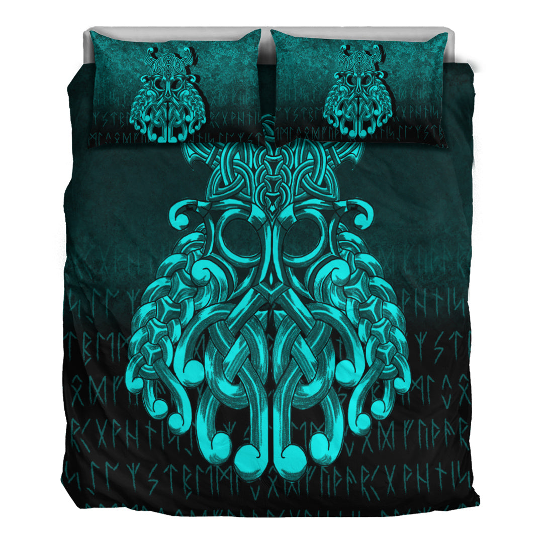 Viking Bedding Set Vikings Odin Valhalla Cyan Version