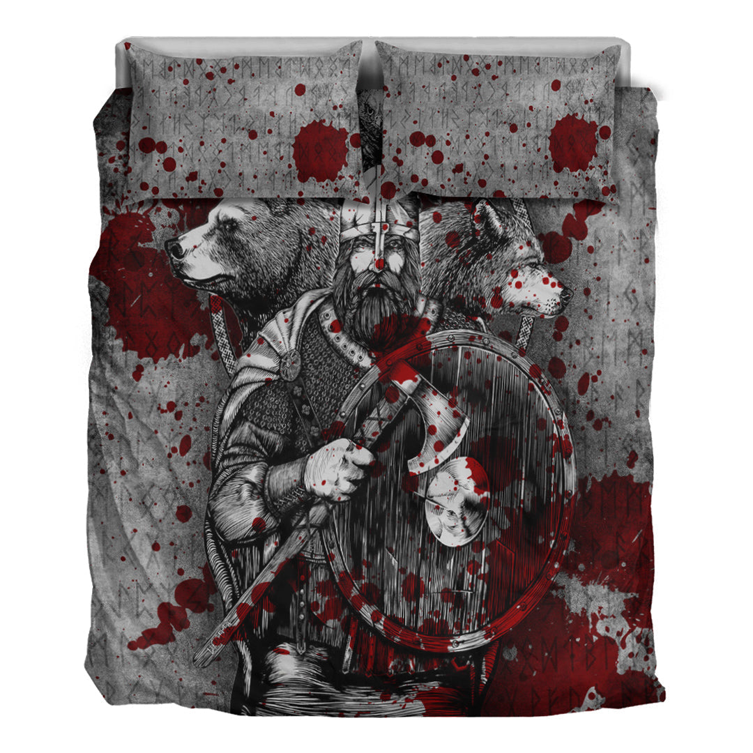 Viking Bedding Set Viking Odin Bear Raven Wolf Blood