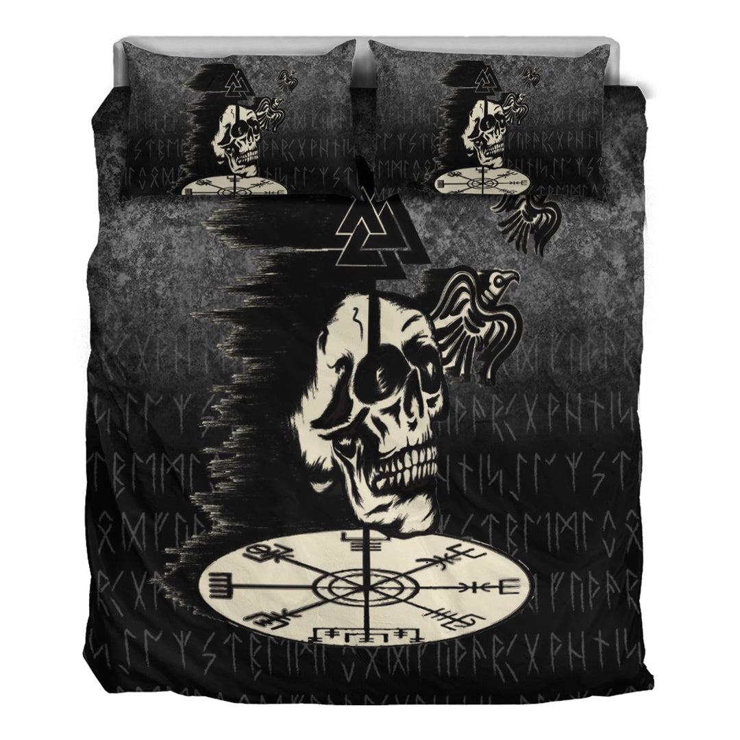 Viking Bedding Set Valhalla Skull Ravens