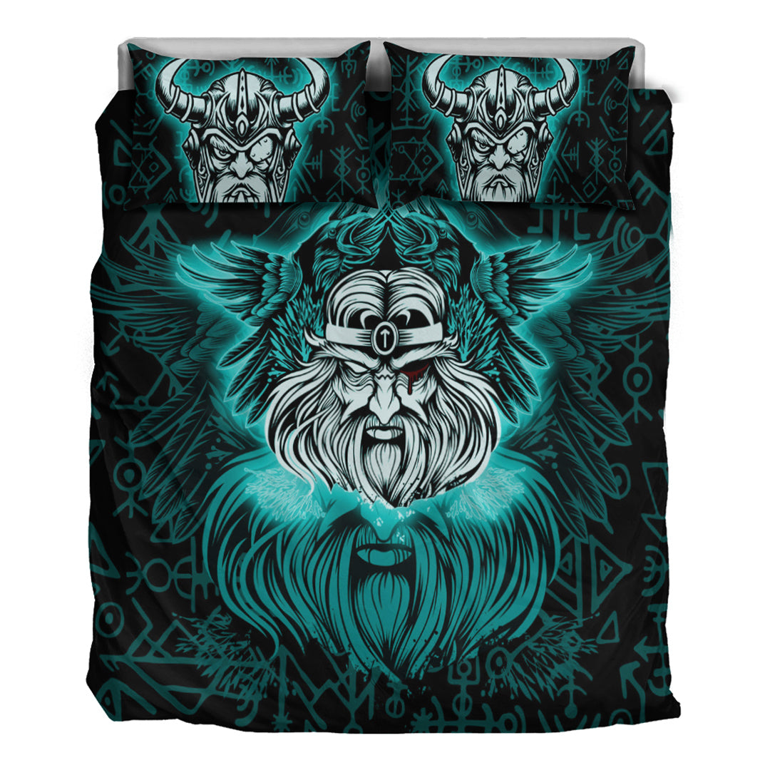 Viking Bedding Set Viking Odin Turquoise