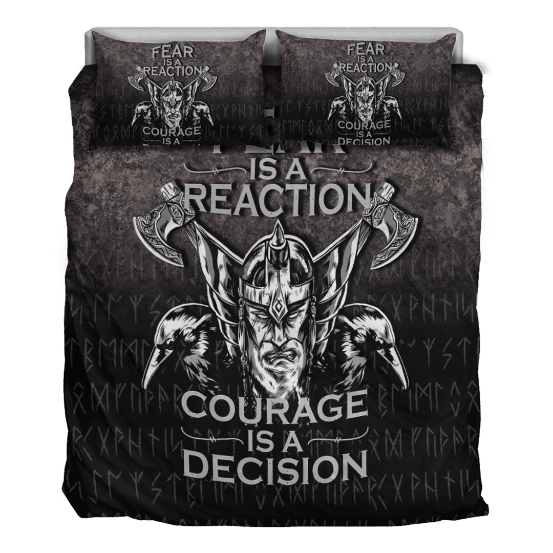 Viking Bedding Set Fear Is A Reaction Courage Is A Decision