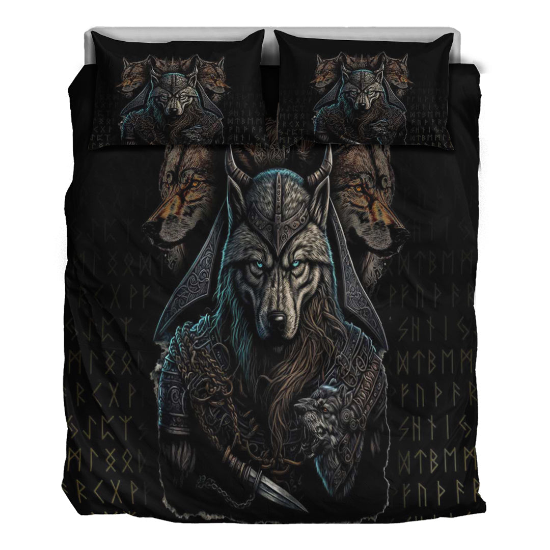 Viking Bedding Set Viking Wolf Warriors 3D