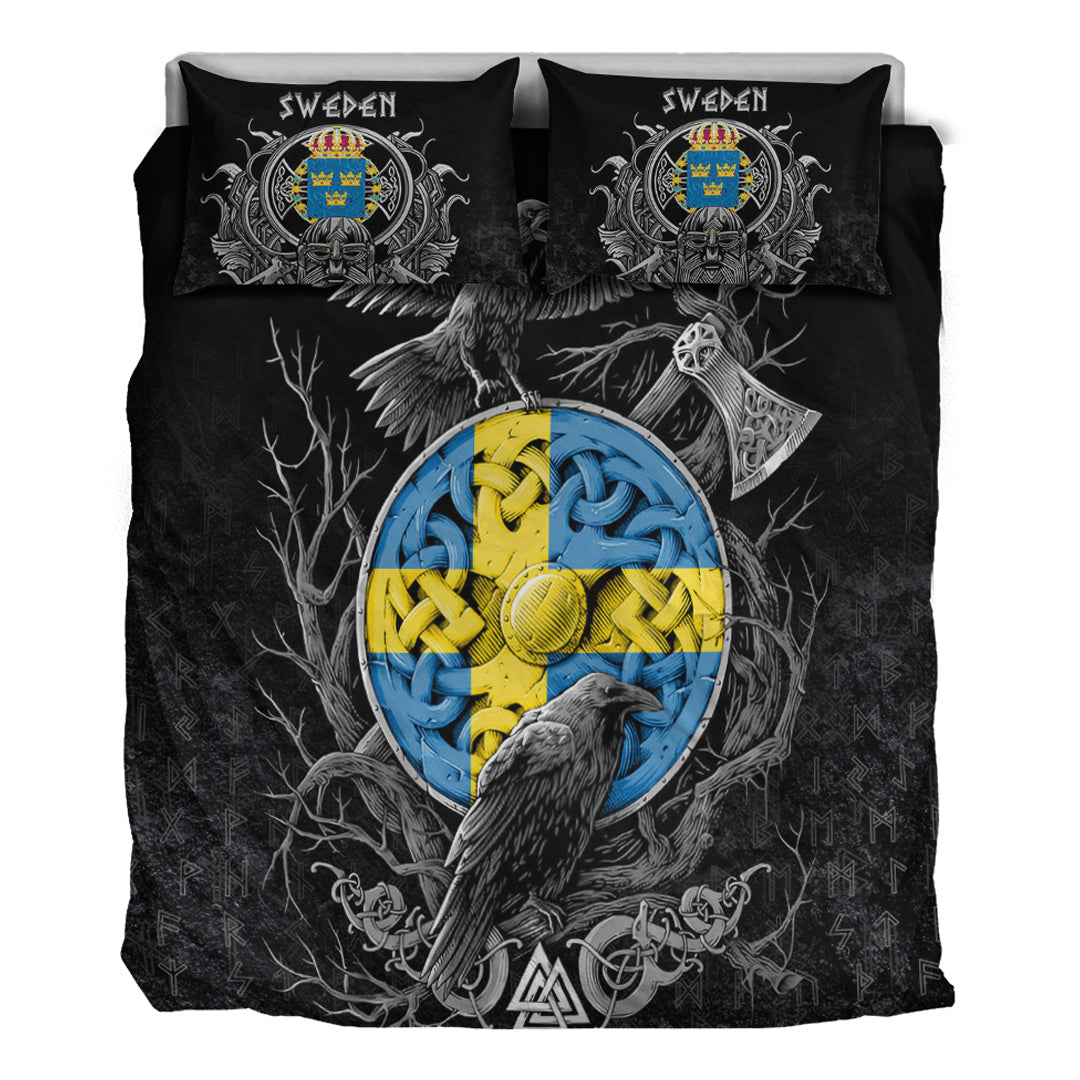 Viking Bedding Set Sweden Raven Odin Viking Country