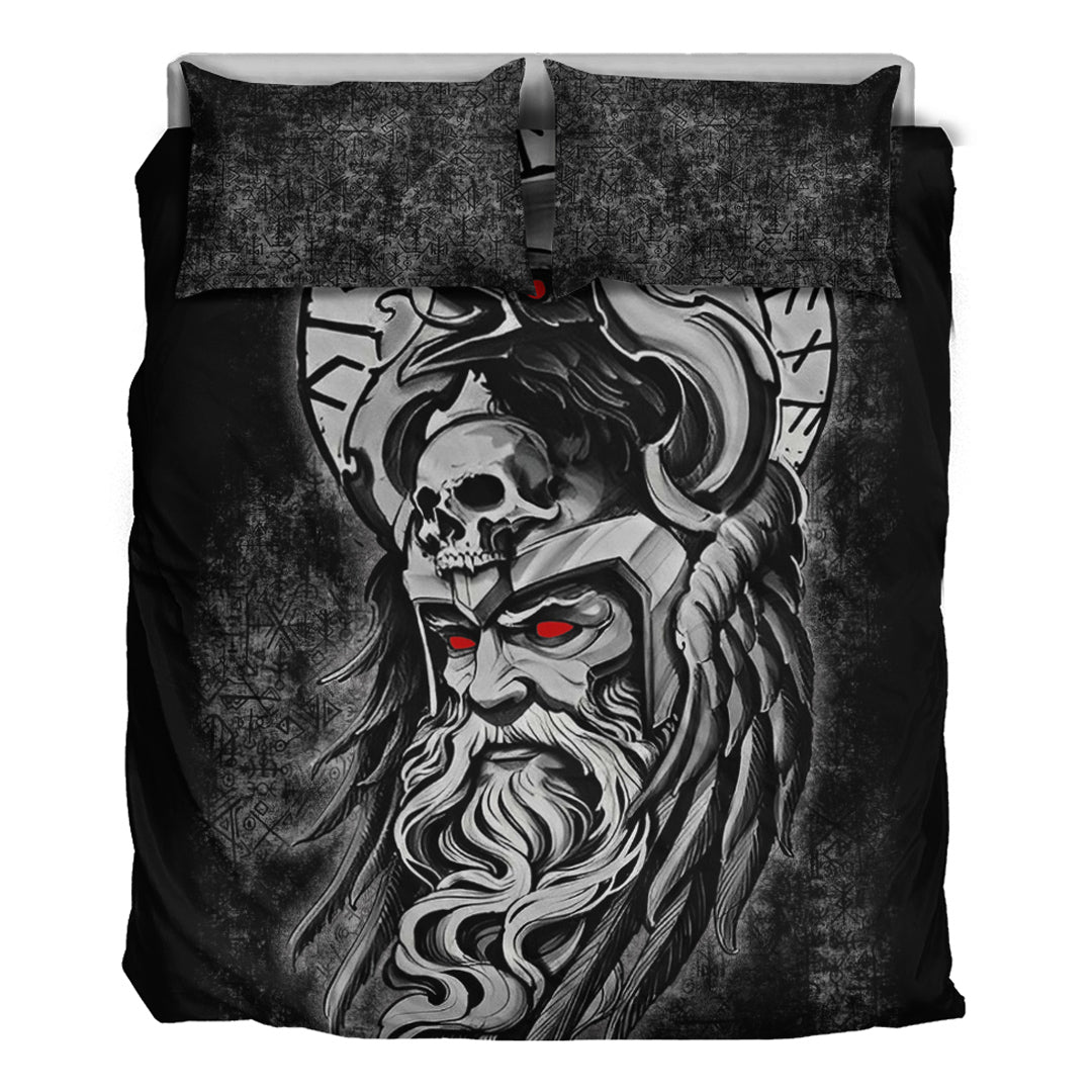 Viking Bedding Set Raven Of Odin Viking Skull Style