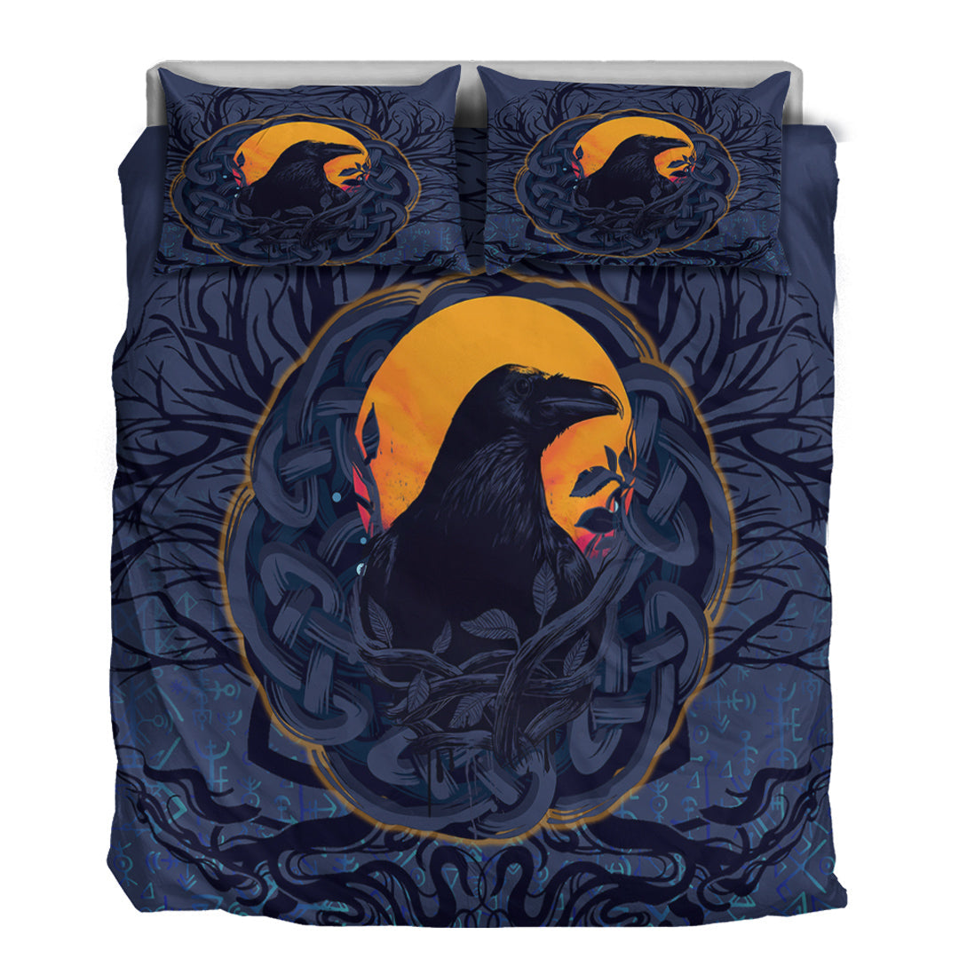 Viking Bedding Set Raven Celtic Yggdrasil and Runes