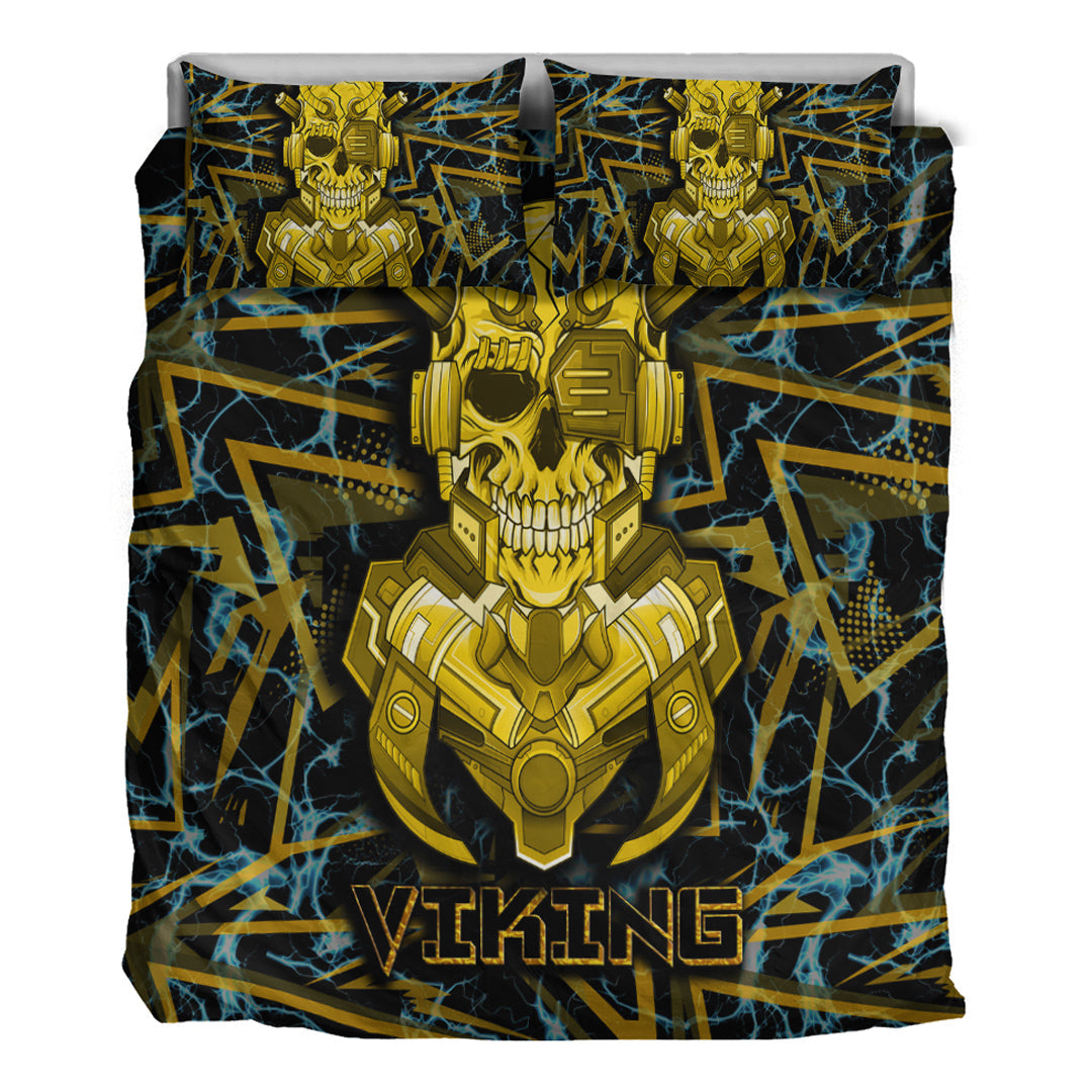 Viking Bedding Set Viking 3D Warrior Robo Gold Pattern