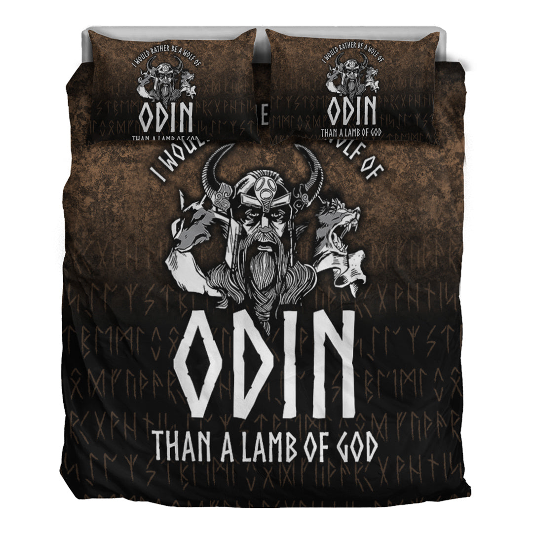 Viking Bedding Set I Would Rather Be A Wolf Of Odin Than A Lamb Of God