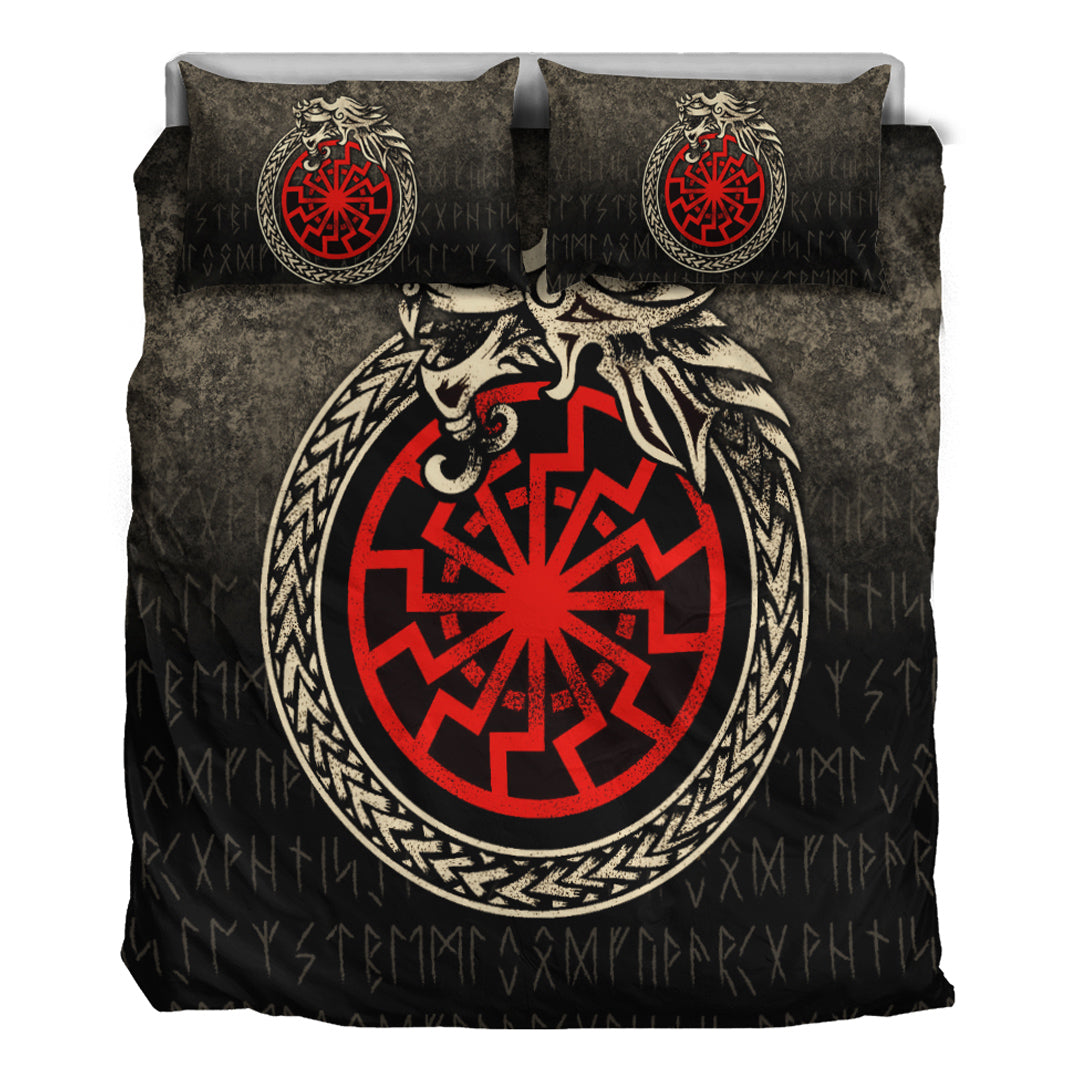 Viking Bedding Set Viking Jormungandr Symbol Midgard Serpent Child Of Loki