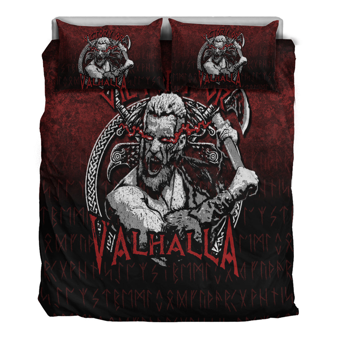 Viking Bedding Set Axe Warrior Raven Odin Thor Victory Or Valhalla