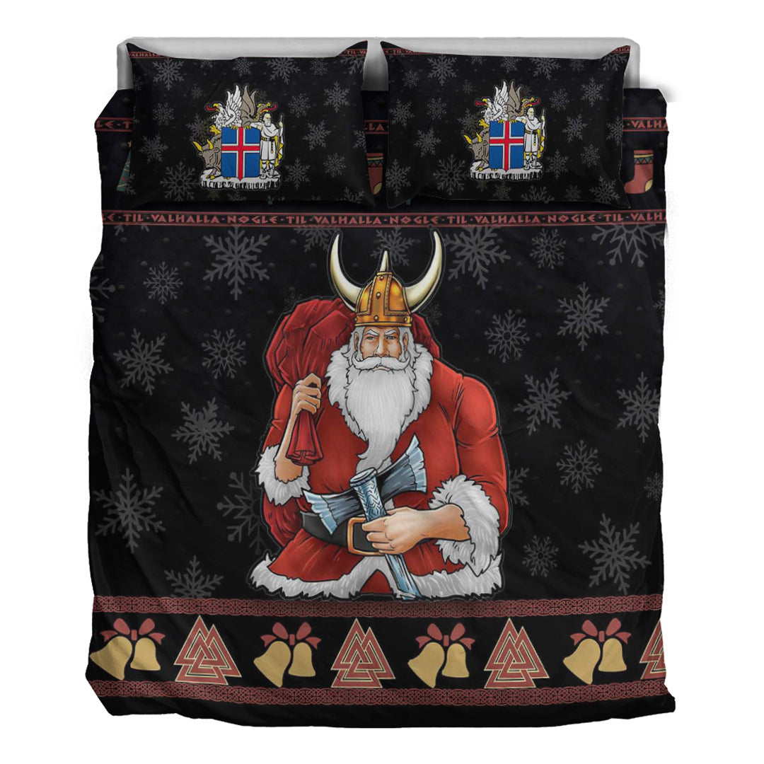 Viking Bedding Set Christmas Iceland Santa