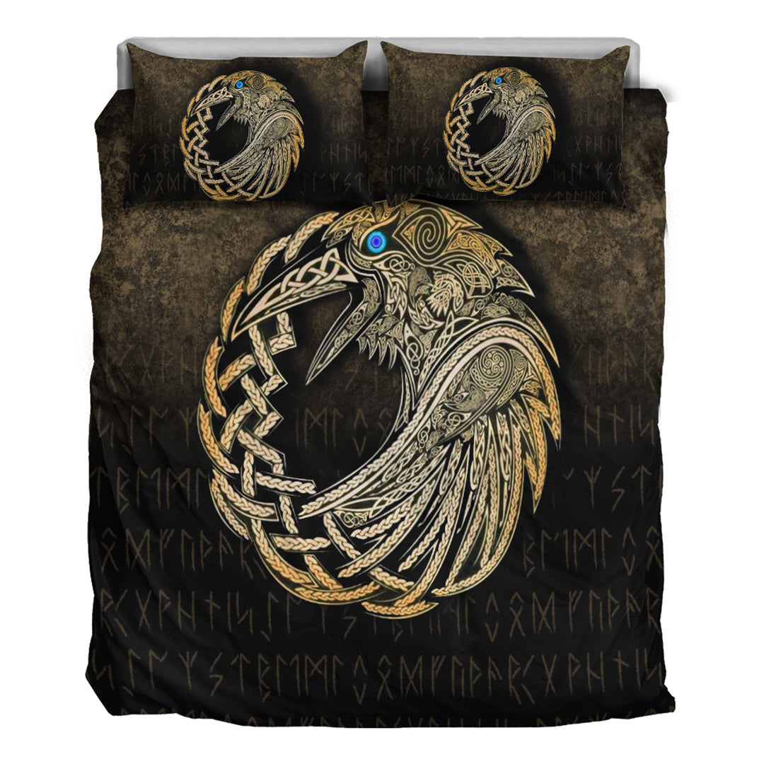 Viking Bedding Set Vikings Raven Gold Version