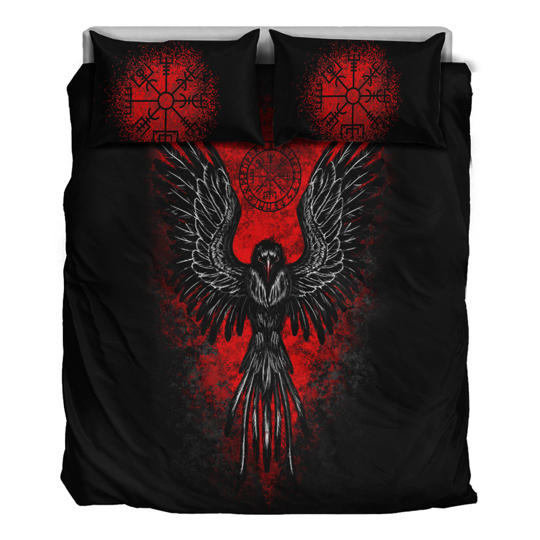 Viking Bedding Set Vegvisir Raven Blood