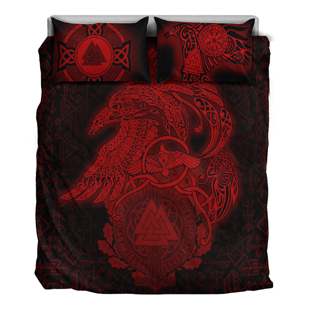 Viking Bedding Set Raven Celtic Viking Red Homeset