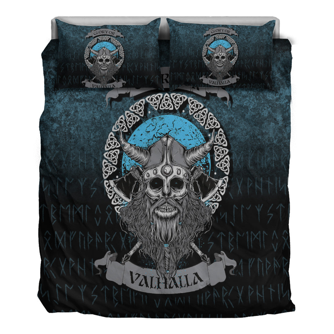 Viking Bedding Set Glory or Valhalla Viking Skull