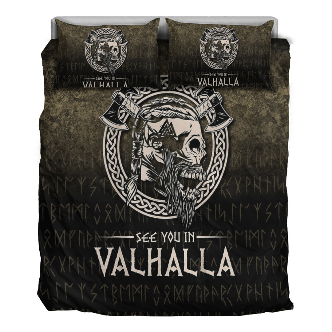 Viking Bedding Set See You In Valhalla Style