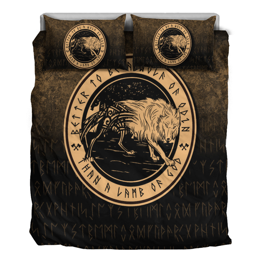 Viking Bedding Set Wolf Of Odin Gold Version