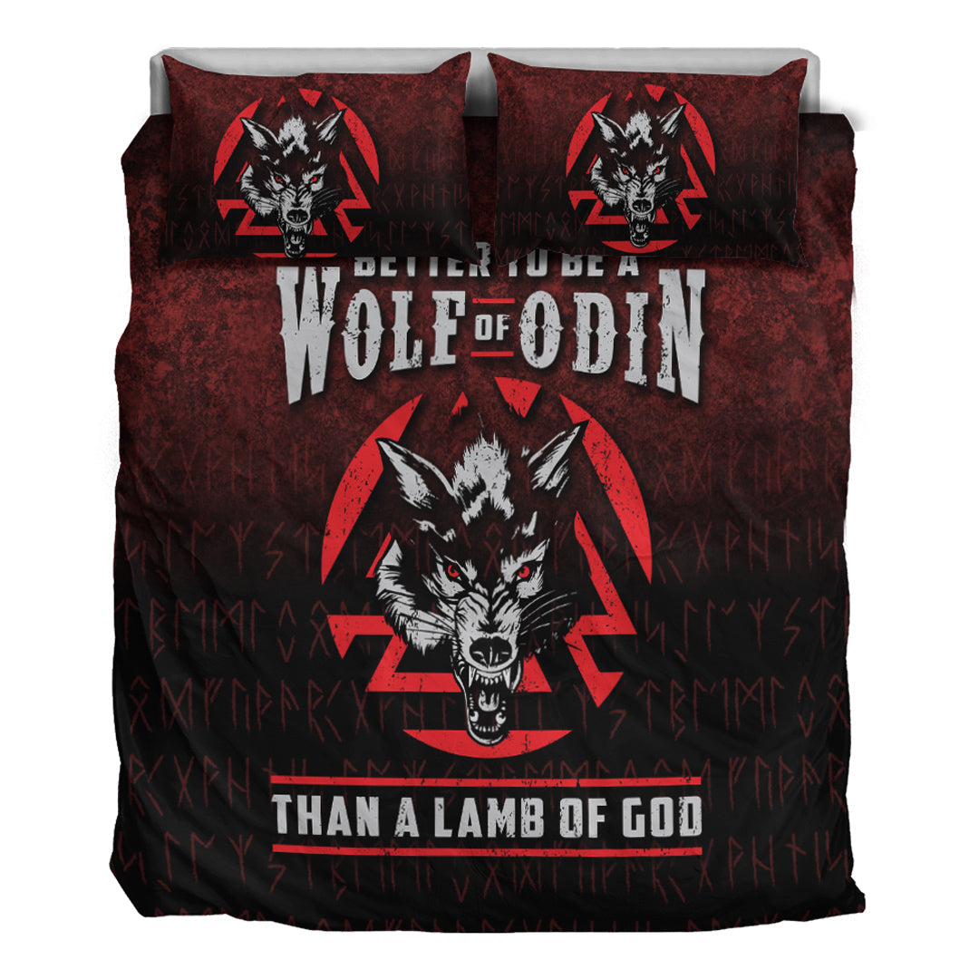 Viking Bedding Set Better To Be A Wolf Of Odin Than A Lamb Of God Ver01