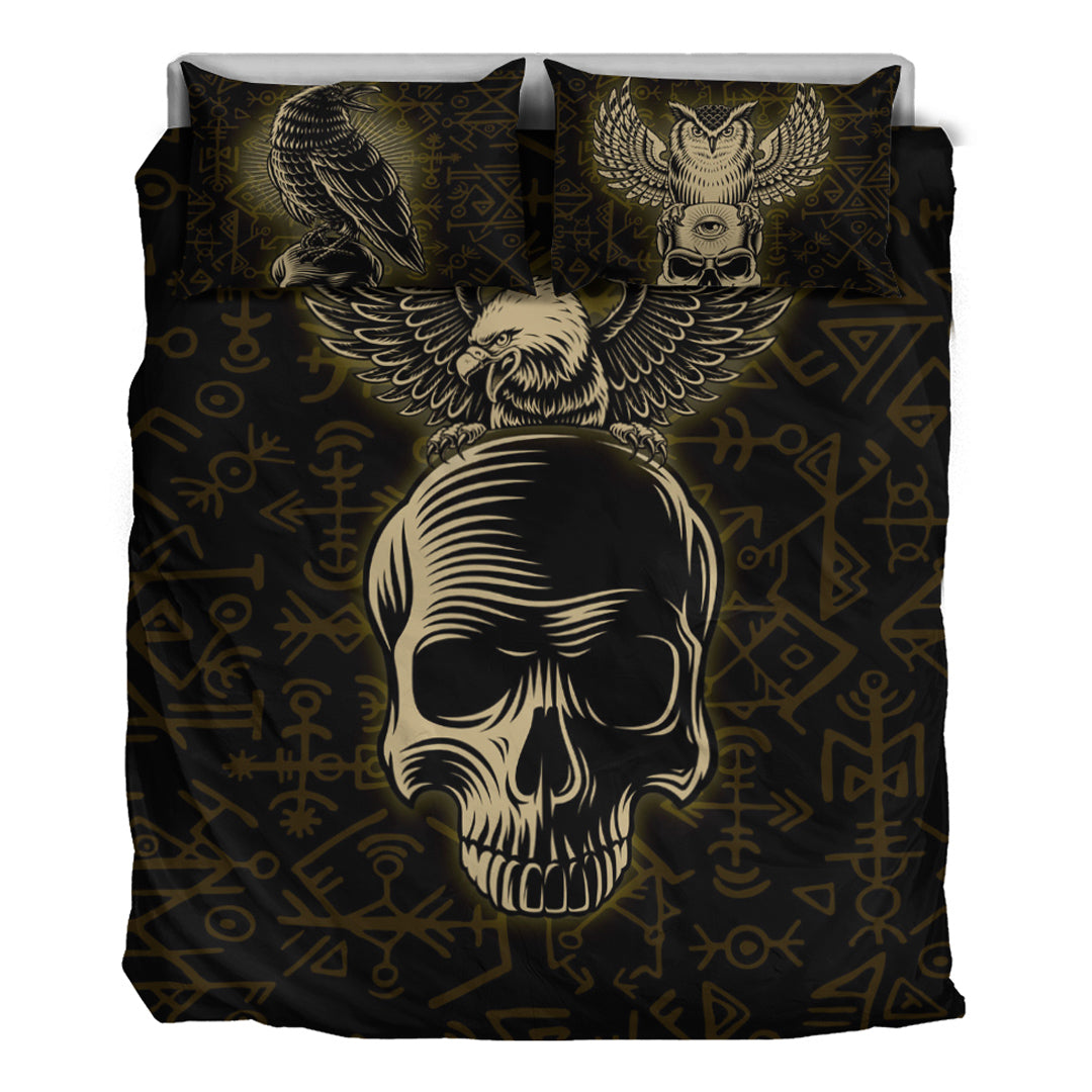 Viking Bedding Set Raven And Skull Style