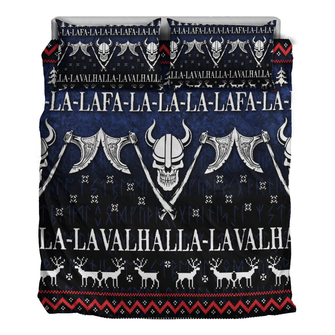 Viking Bedding Set Ugly Christmas Viking Fa La La La La Valhalla La