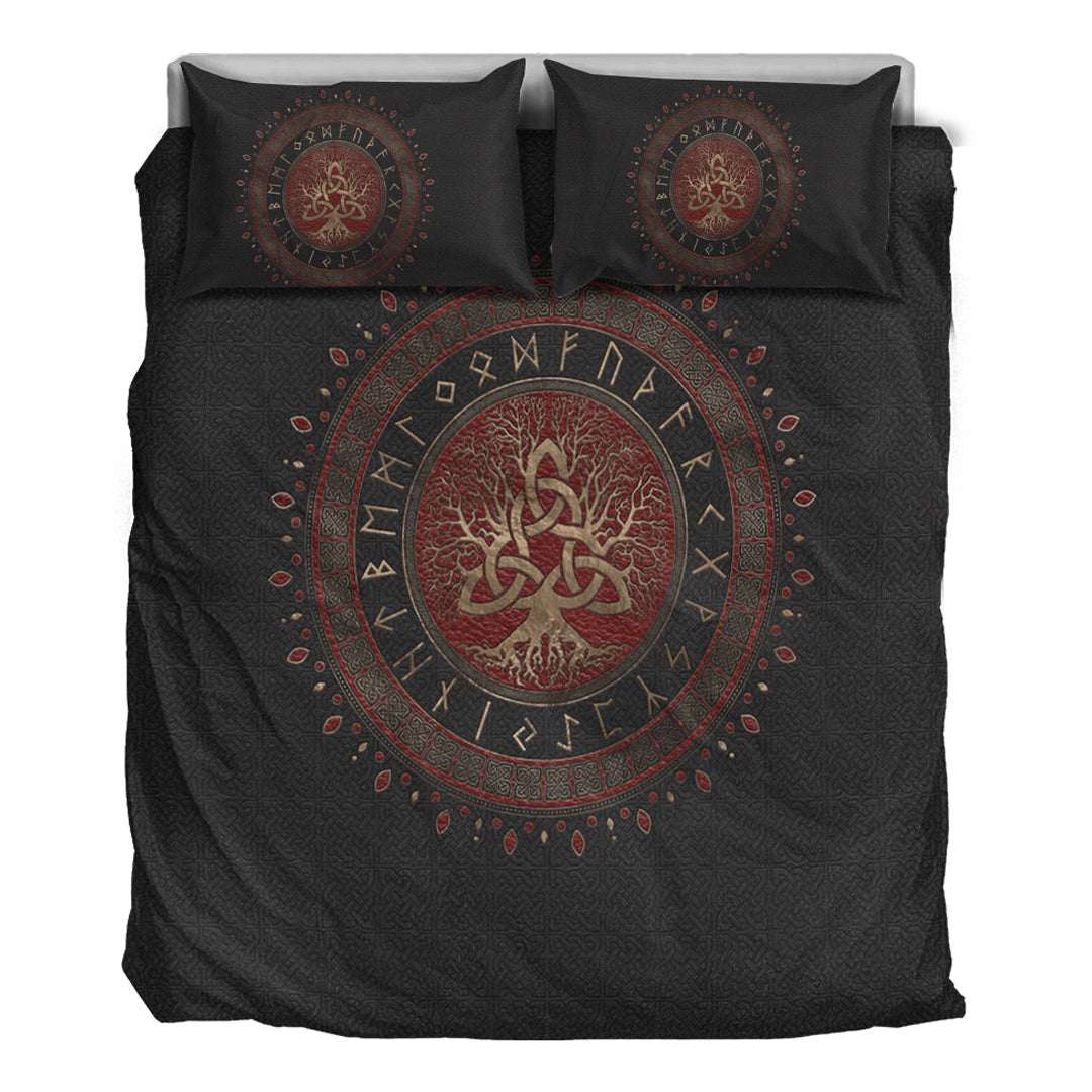 Viking Bedding Set Tree of Life with Triquetra