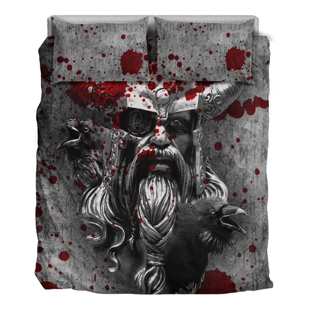 Viking Bedding Set Raven Viking Odin Blood