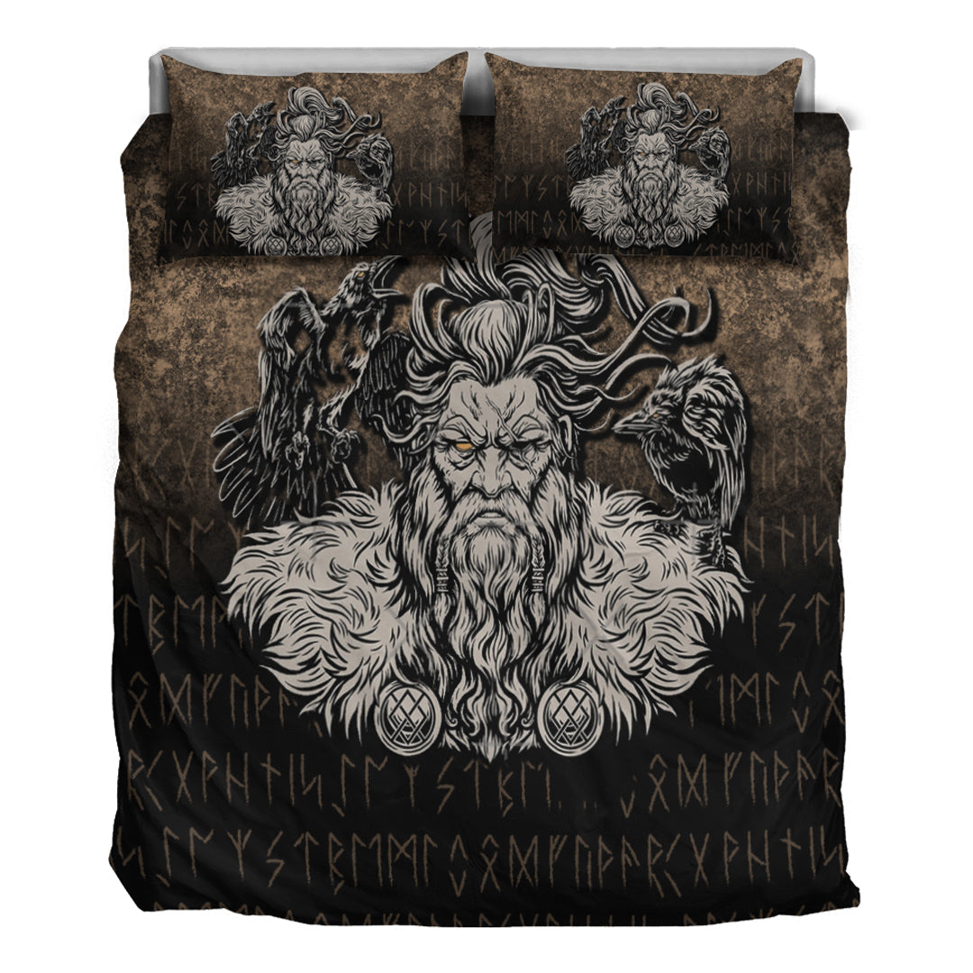 Viking Bedding Set Norse Viking Mythology Allfather Odin Huginn Muninn