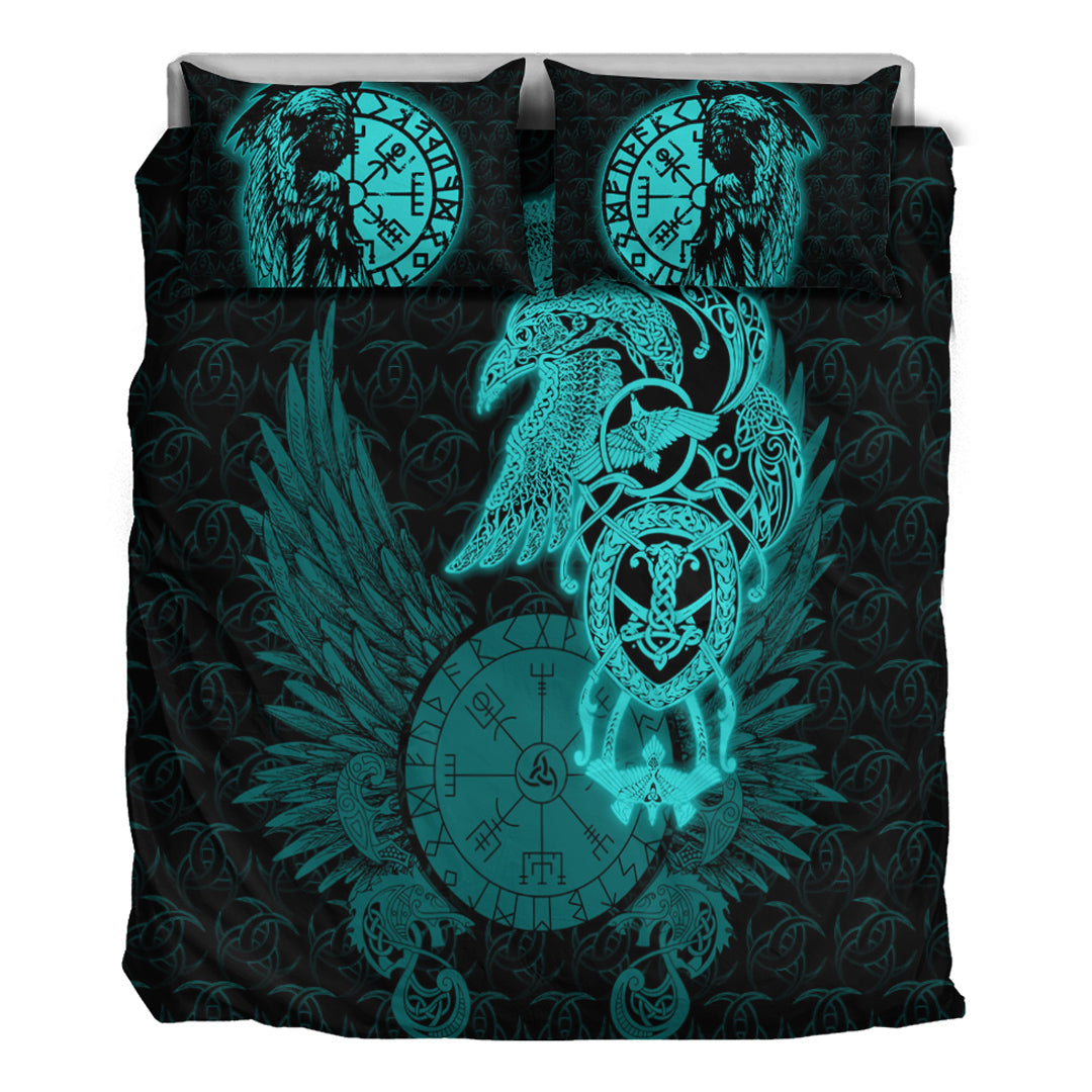 Viking Bedding Set Raven Ving Turquoise