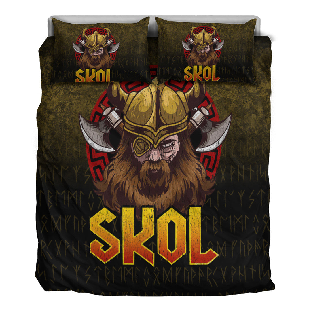 Viking Bedding Set Skol Viking Beer Norse Mythology Warrior Drinking