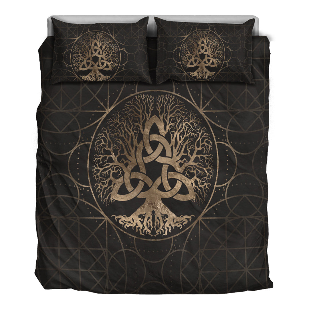 Viking Bedding Set Tree of Life Yggdrasil with Triquetra