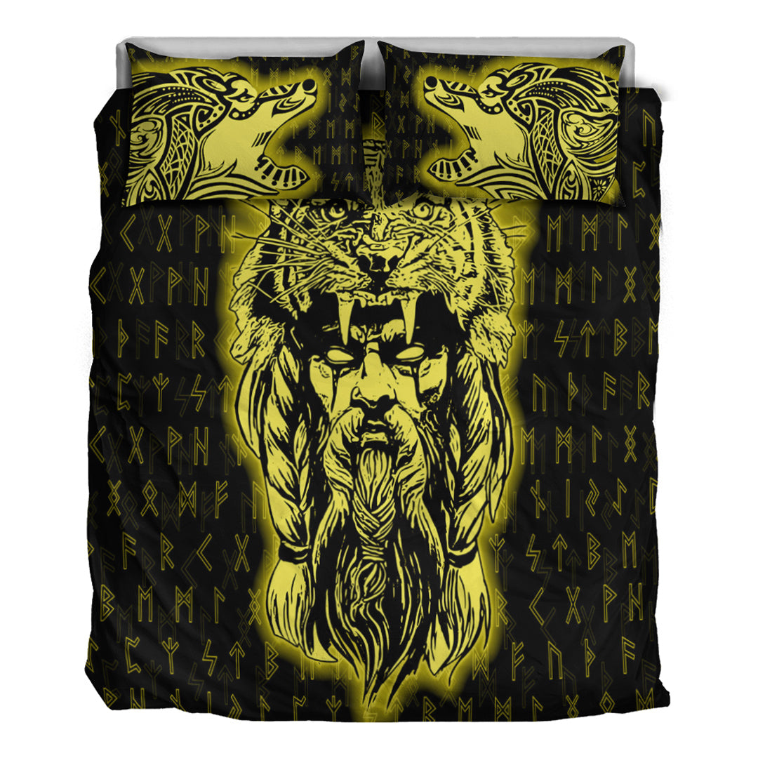 Viking Bedding Set Wolf Odin Viking Set Gold