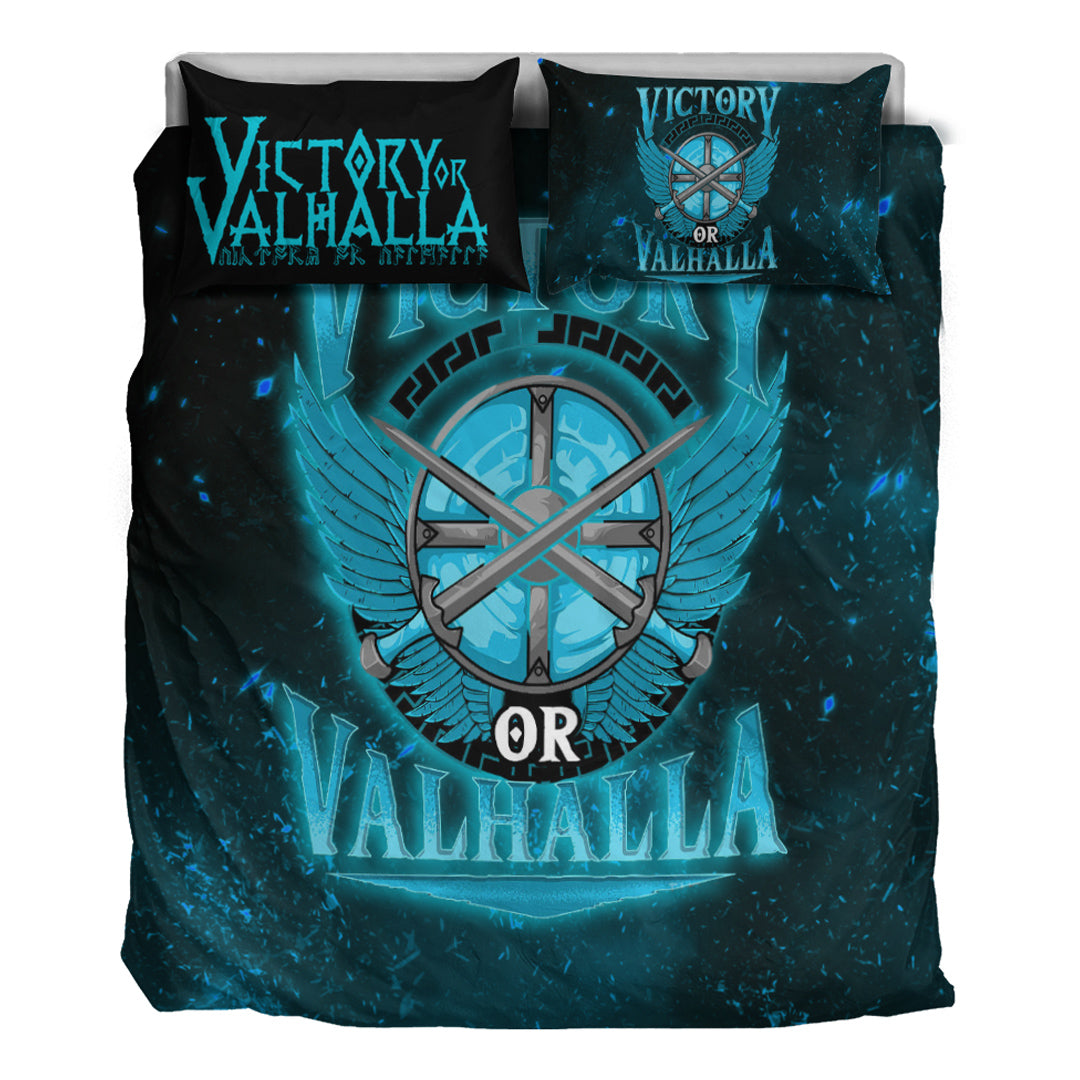 Viking Bedding Set Victory Or Valhalla Cyan Style