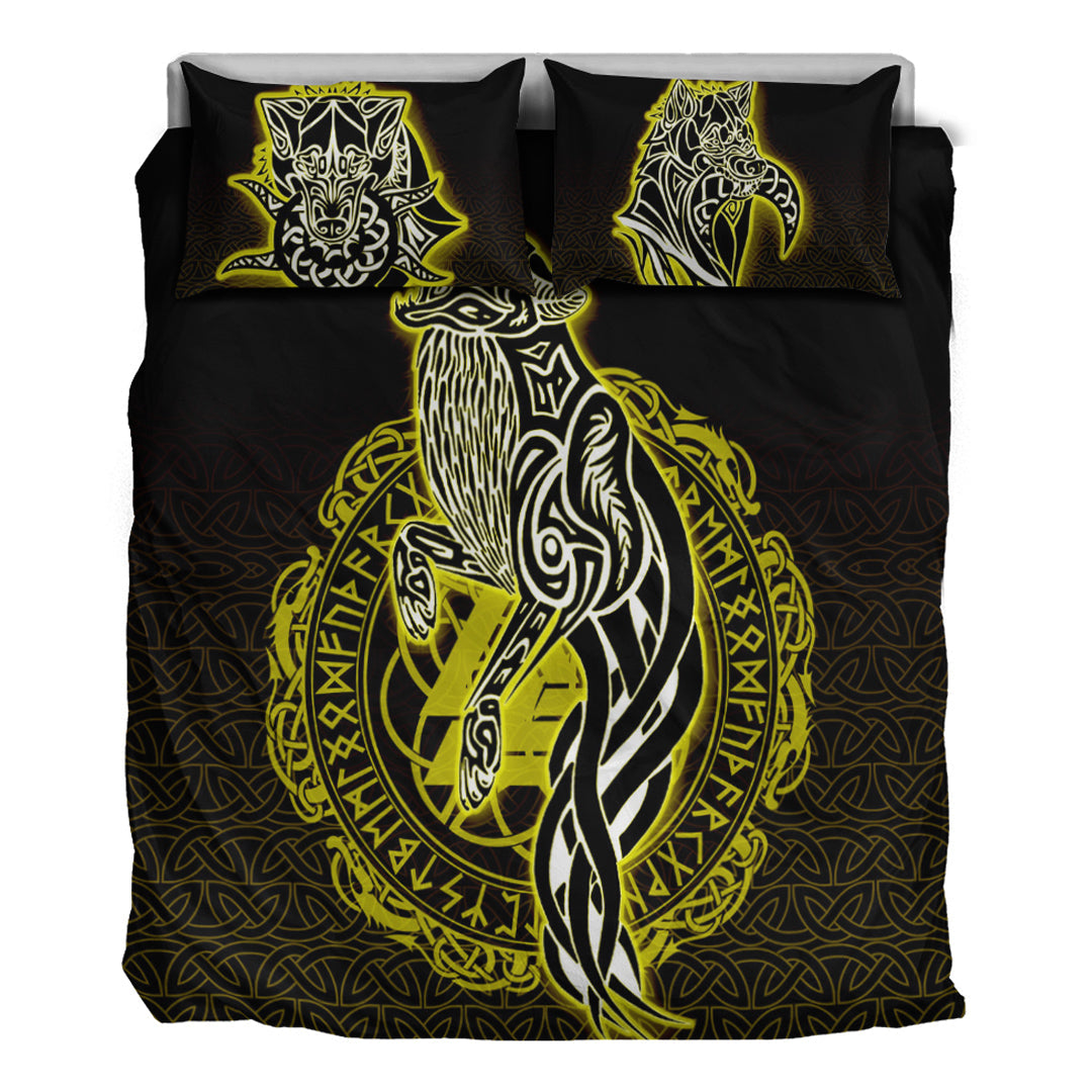 Viking Bedding Set Wolf Viking Gold