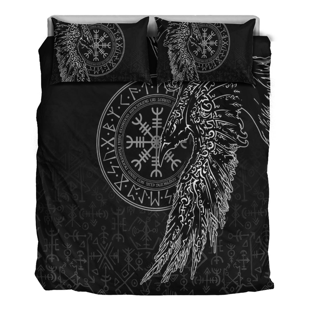 Viking Bedding Set Raven and Helm of Awe