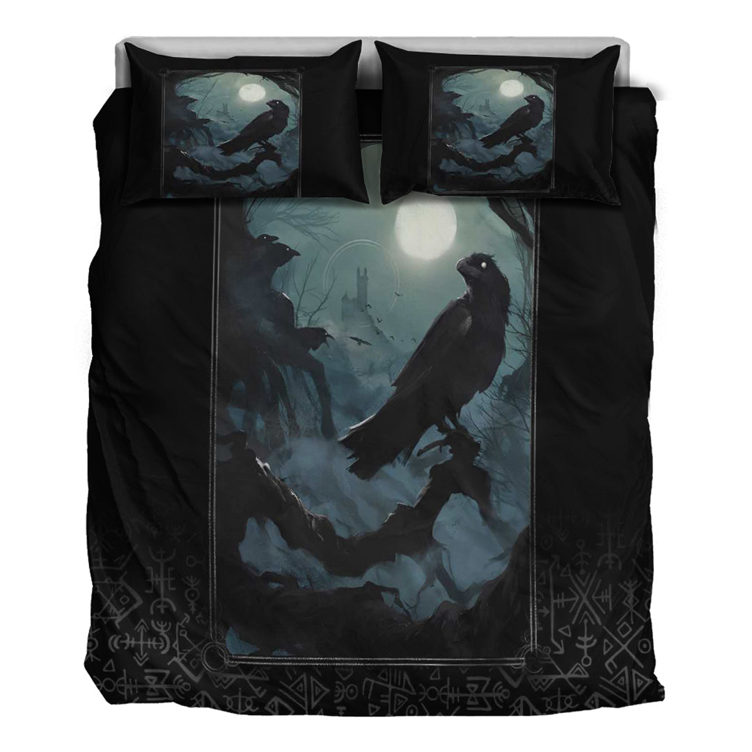 Viking Bedding Set Raven and Viking Gothic Style