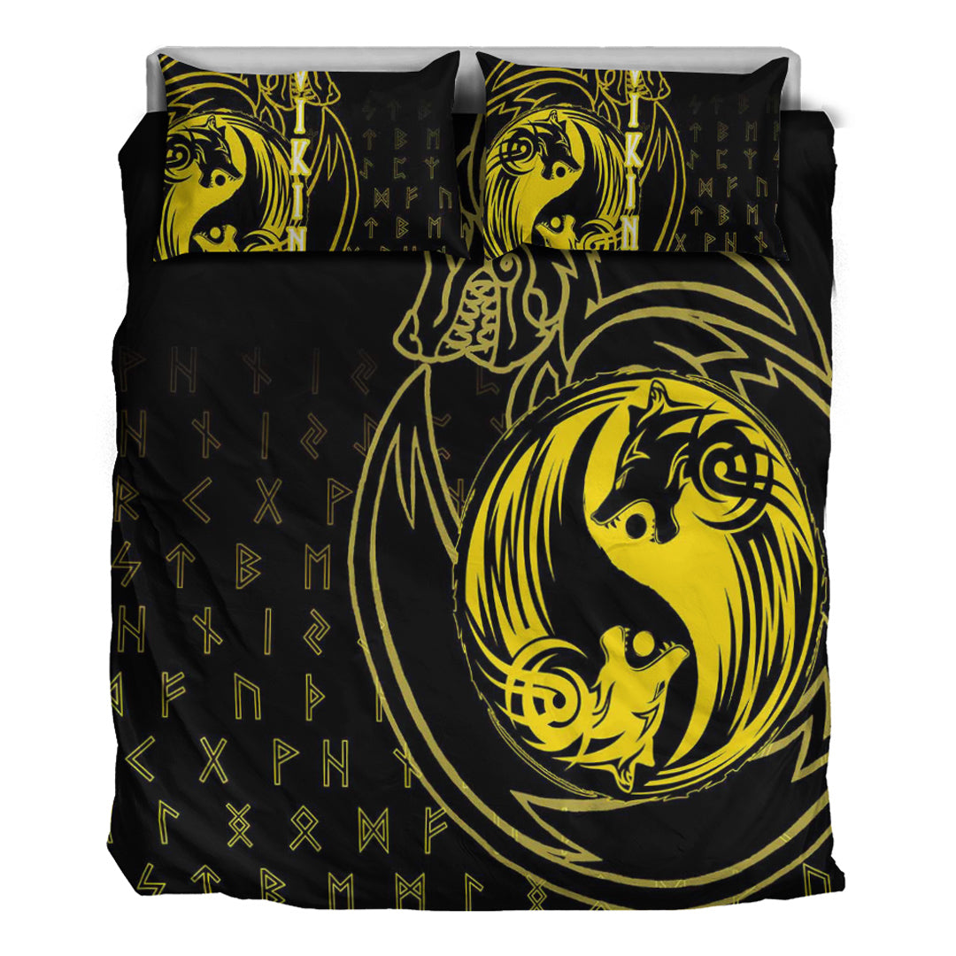 Viking Bedding Set Skoll and Hati Gold