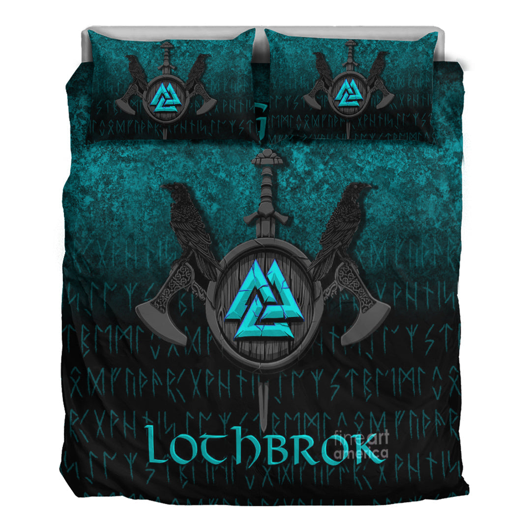 Viking Bedding Set Ragnar Lothbrok Ragnar Lodbrok Viking Warrior Cyan Version