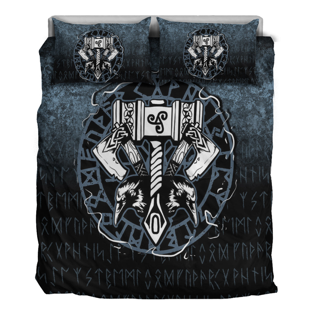 Viking Bedding Set Celtic Huginn And Muninn Raven Style