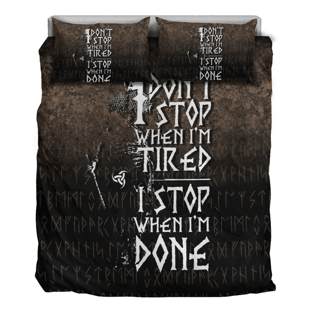 Viking Bedding Set I Don't Stop When I'm Tired I Stop When I'm Done