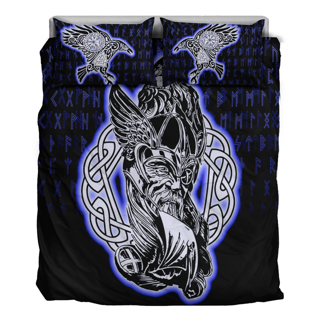 Viking Bedding Set Odin Raven Viking Set Blue