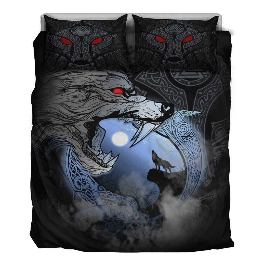 Viking Bedding Set Fenrir And Moon