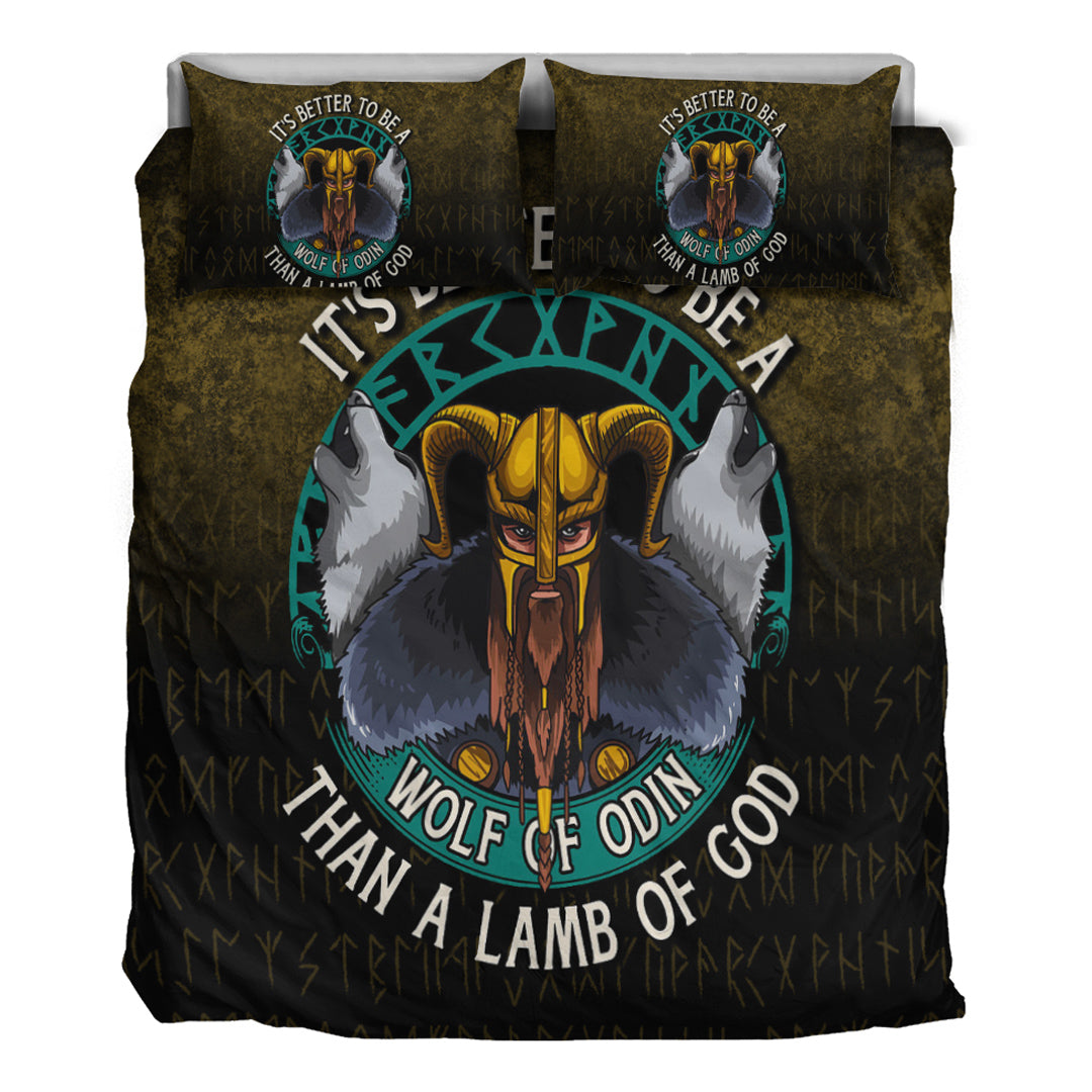 Viking Bedding Set Its Better To Be A Wolf Of Odin Than A Lamb Of God Ver02