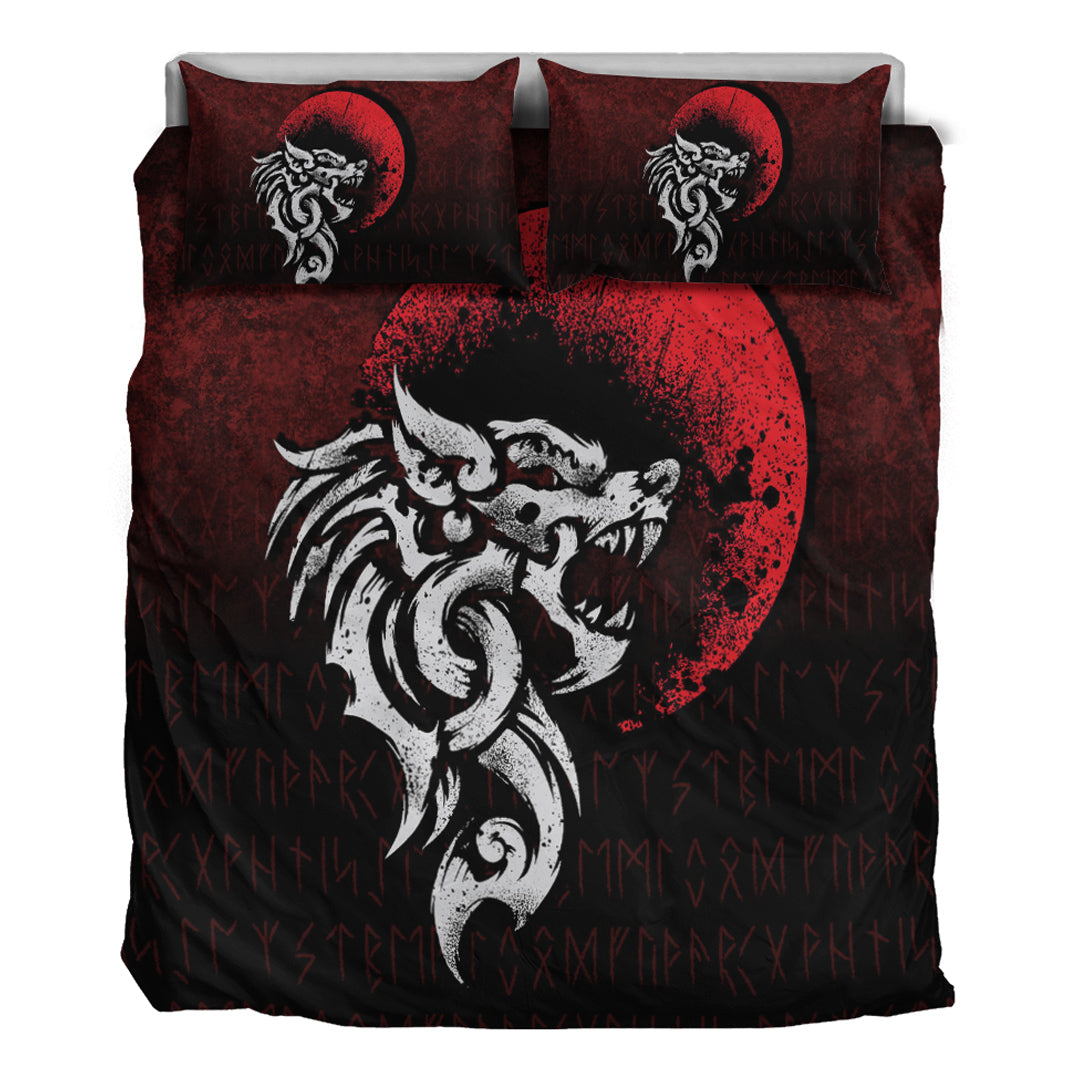 Viking Bedding Set Viking Fenrir Monstrous Wolf Norse