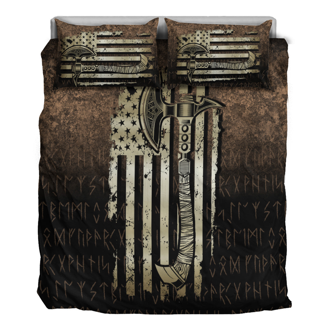 Viking Bedding Set USA Flag Viking Cool American Norsemen