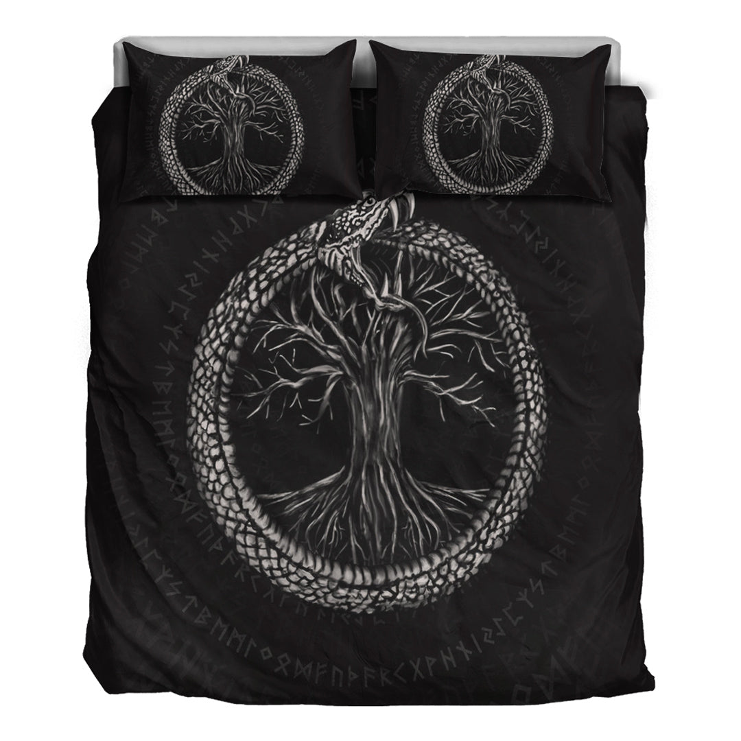 Viking Bedding Set Ouroboros with Tree of Life